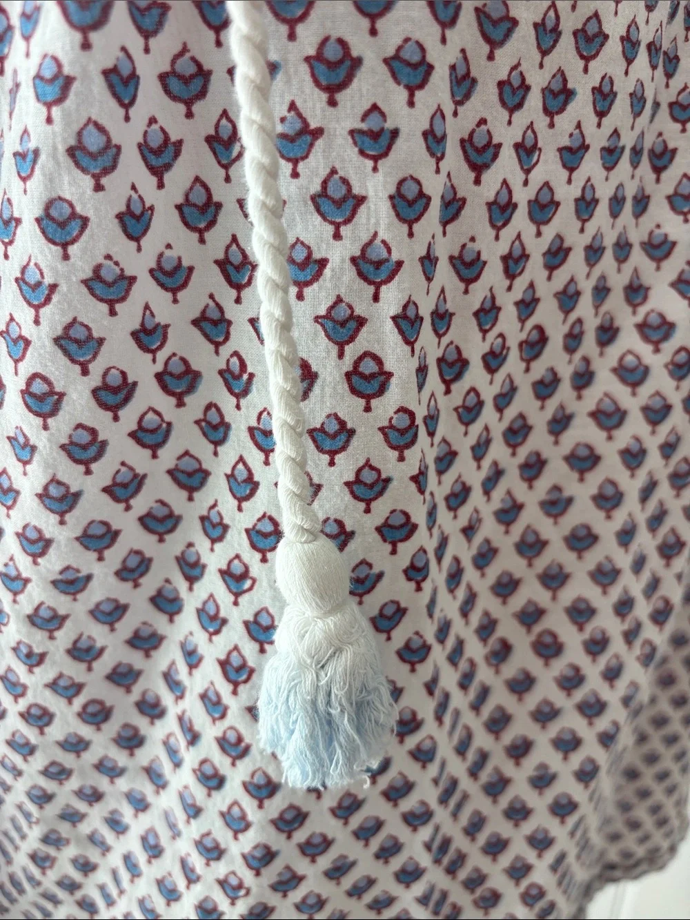 J. Crew Cream Blouse with Blue and Red Floral Print